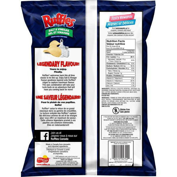 Ruffles Salt & Vinegar Potato Chips, 200g/7.1 oz. Bag {Imported from Canada}