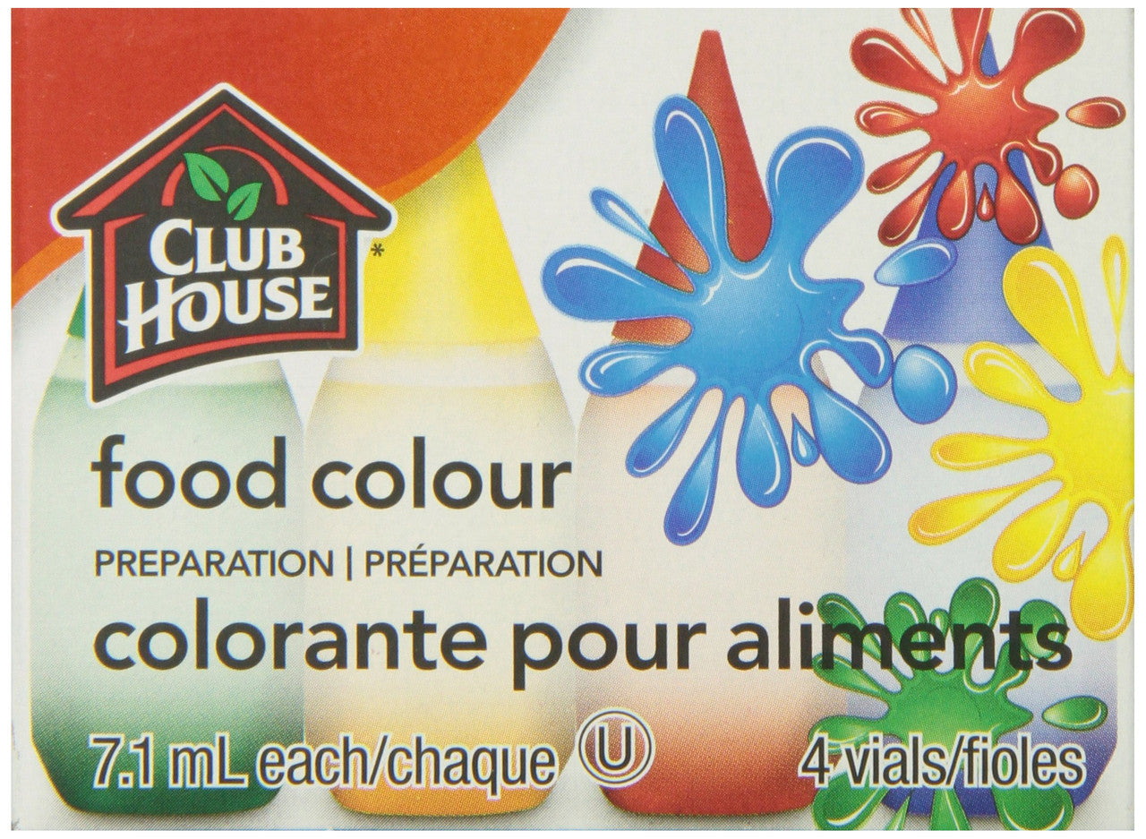 Club House, Food Colour Preparation, Original, 7.1ml, 4 Vials, {Imported from Canada}