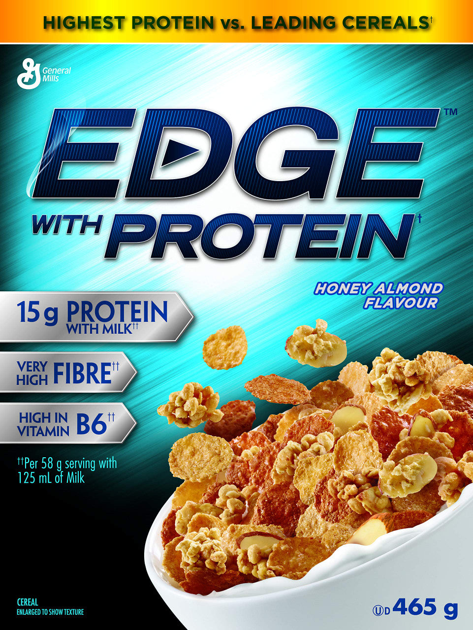 General Mills Edge Protein Honey Almond Cereal, 465g/16.4oz (Imported from Canada)