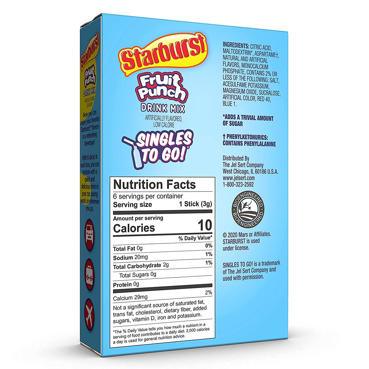 Starburst Zero Sugar Fruit Punch Drink Mix, 6 packets, 16g/0.6 oz. Box {Imported from Canada}