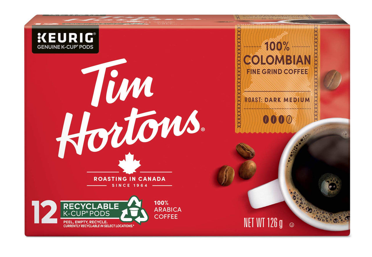 Tim Hortons 100% Dark Roast Medium Colombian Single Serve K-Cups, 72 count, {Imported from Canada}