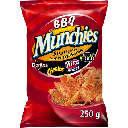 Munchies BBQ Snack Mix, Doritos, Cheetos, Fritos Hoops & Rold Gold, 250g/8.75 oz., {Imported from Canada}