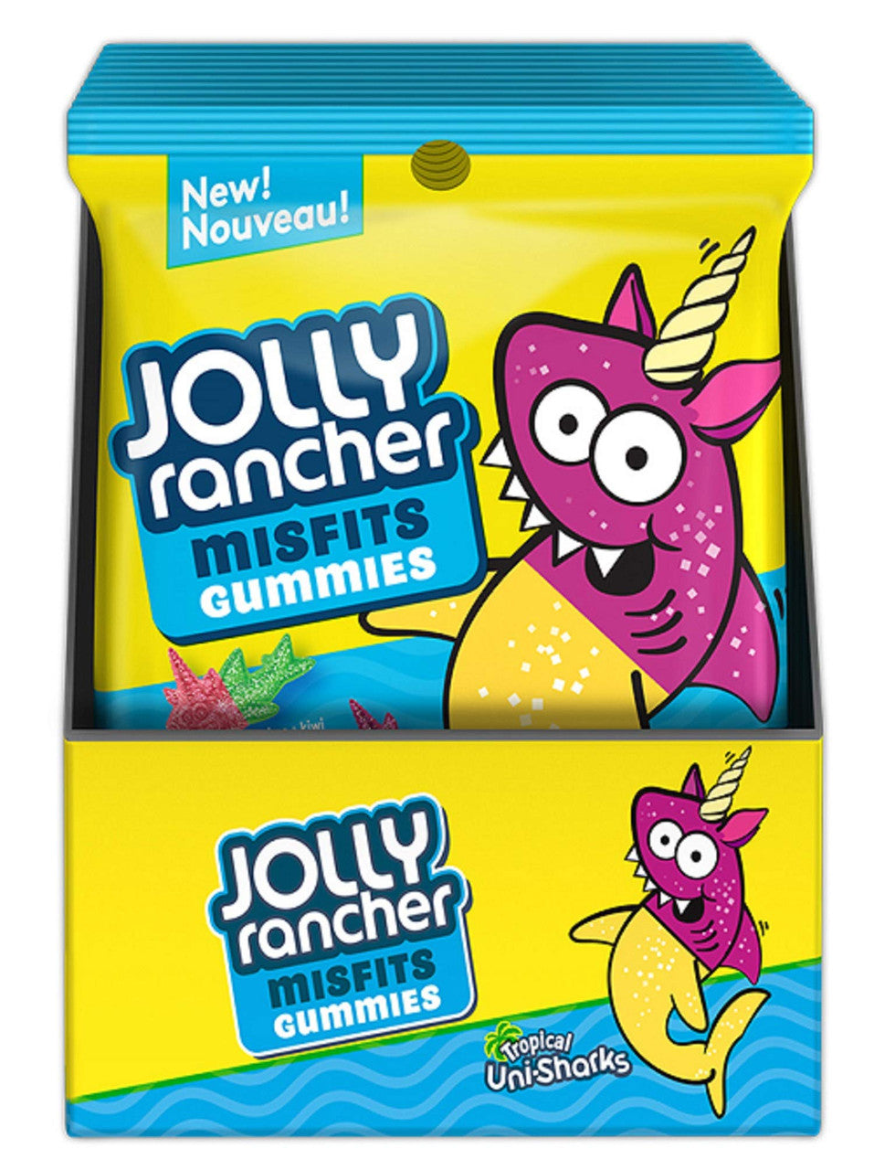 Jolly Rancher Jolly Rancher Misfits Tropical Uni,Sharks Gummy Candy (Box Of 10 182G Bags), 4.012 Pounds
