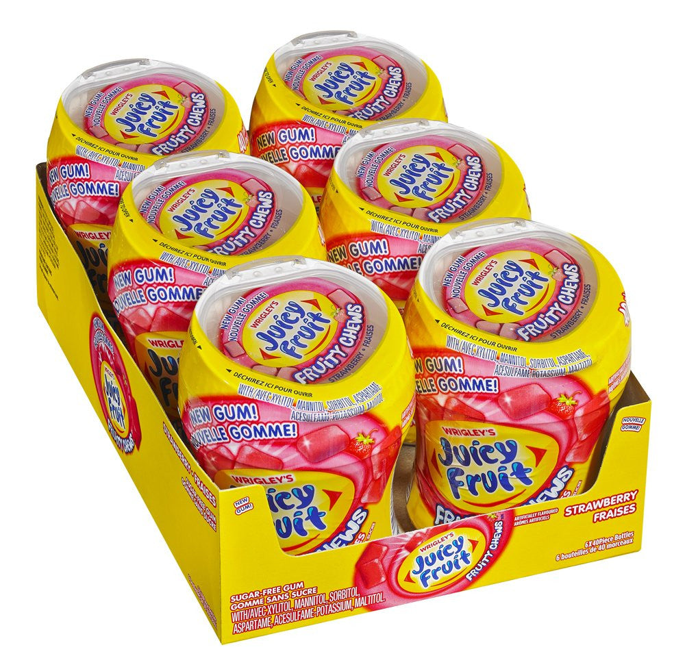 Juicy Fruit Sugar-Free Gum, Fruity Chews, Strawberry, 6x40ct, 240 Pieces {Imported from Canada}