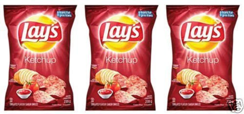 Lays Ketchup Potato Chips 3 Large Bags & Canada Flag!! {Imported from Canada}