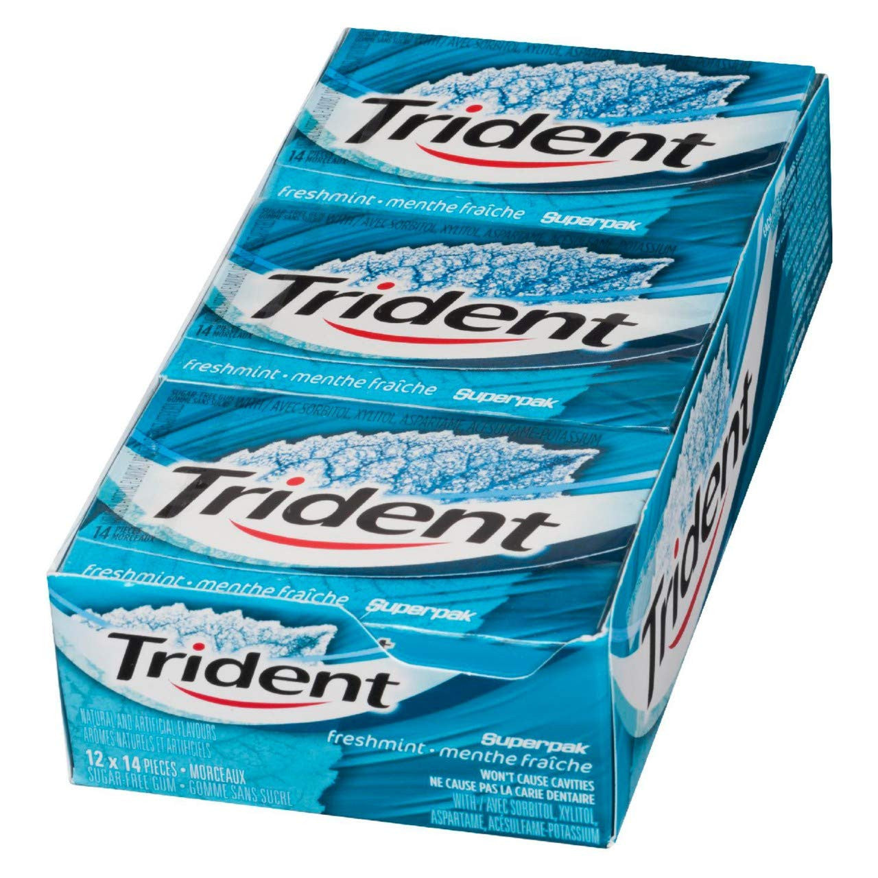 Trident Freshmint Chewing Gum, 12ct/14-Pieces/Pack, (Imported from Canada)