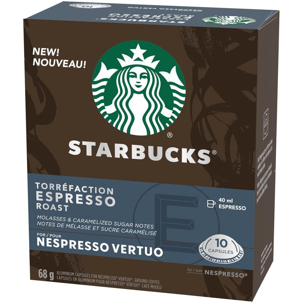 Starbucks Espresso Roast Coffee, Capsules for Nespresso Vertuo, 10 count, 68g/2.4 oz. Box {Imported from Canada}