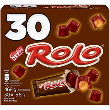 ROLO Smooth Caramel-Filled Pieces, 3-Piece Bars, 468g (Pack of 30 mini bars)