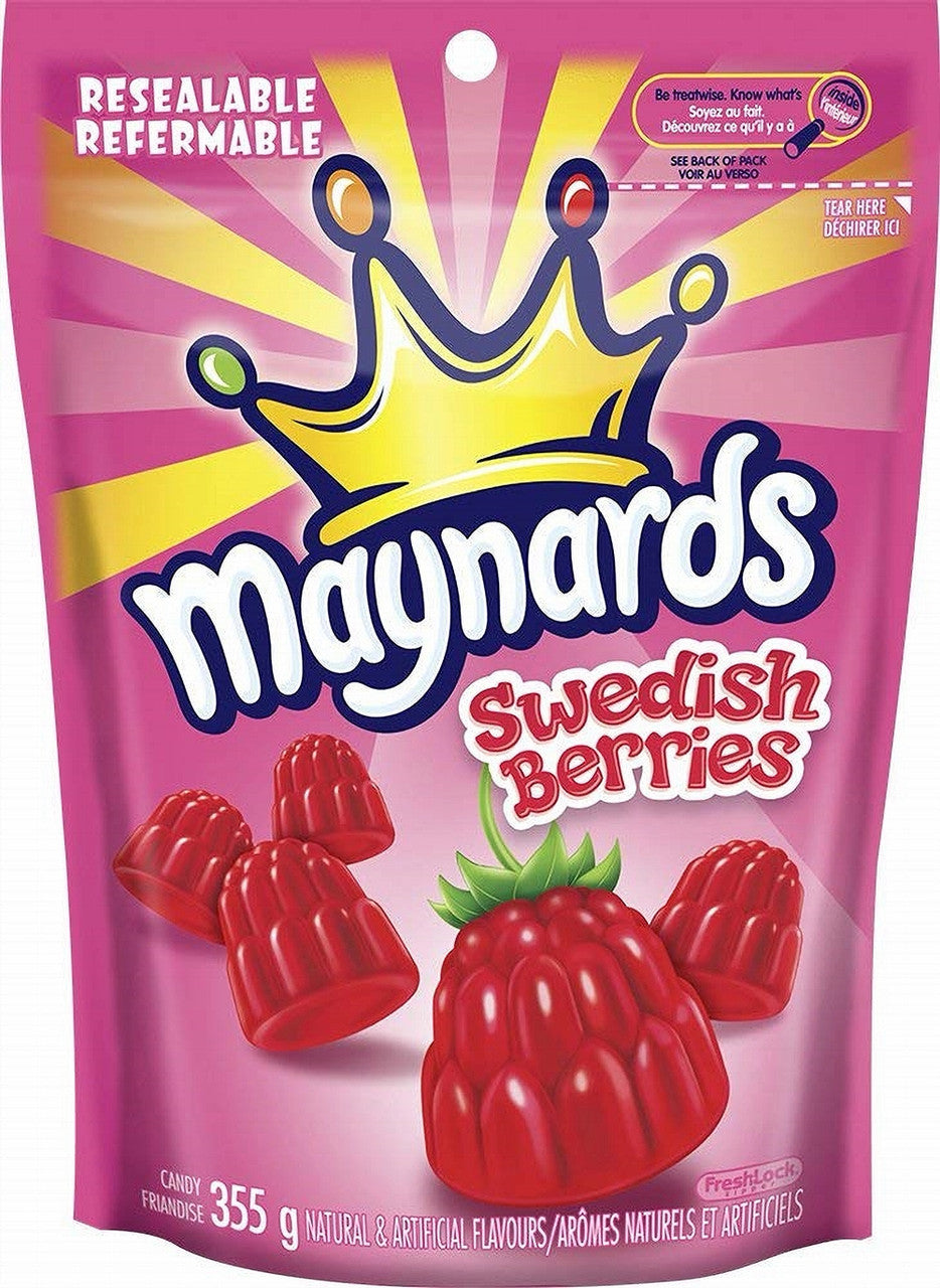 Maynards, Variety (3) Pack, Sour Cherry Blasters, Fuzzy Peach, Swedish Berries, 355g/12.5 oz., per bag, {Imported from Canada}