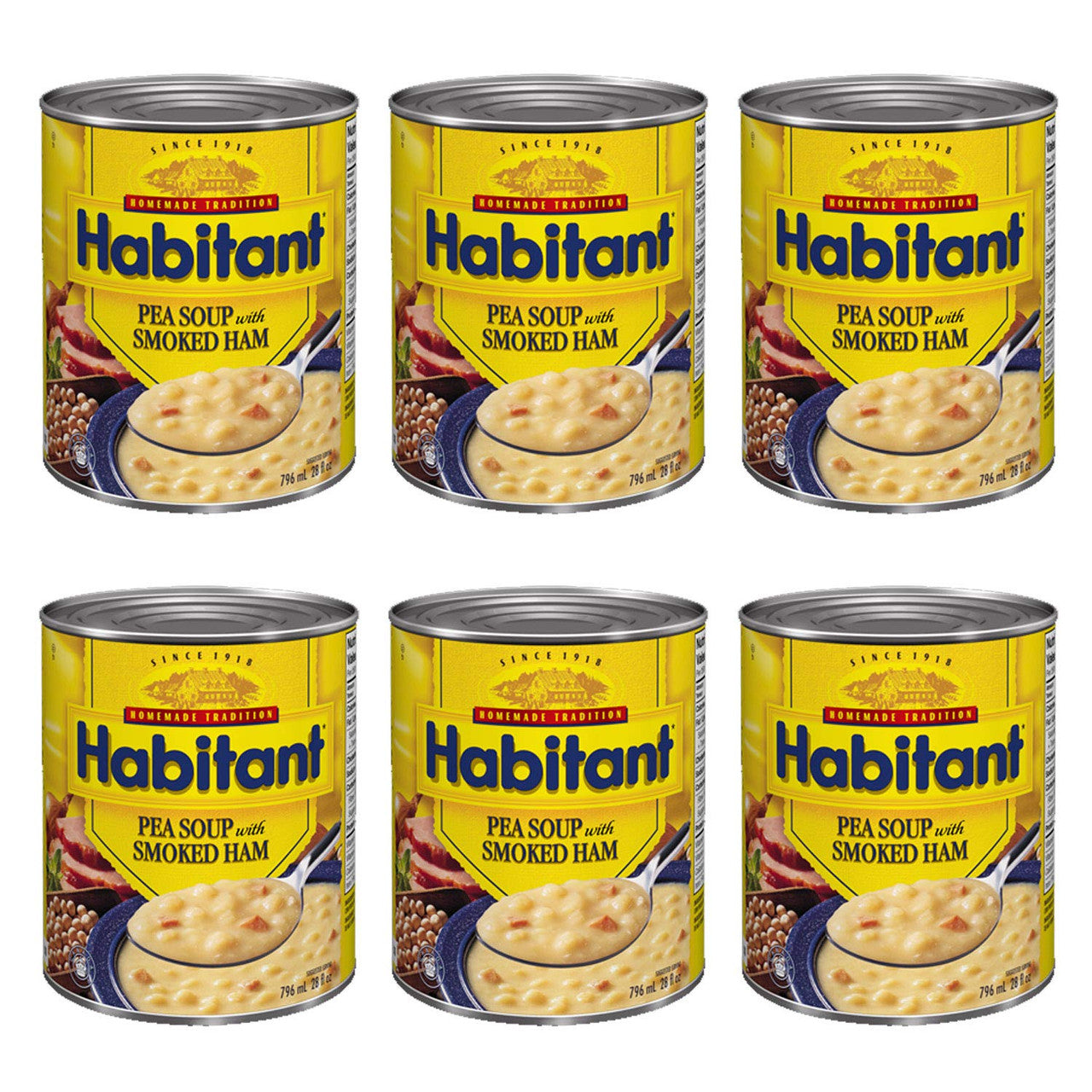 Habitant Pea Soup with Smoked Ham (796ml/28 fl. oz.) 6pk {Imported from Canada}