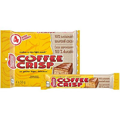 Canada Candy Coffee Crisp Chocolate Bar 4 x 50gram Bars. {Imported from Canada} PACK OF 3