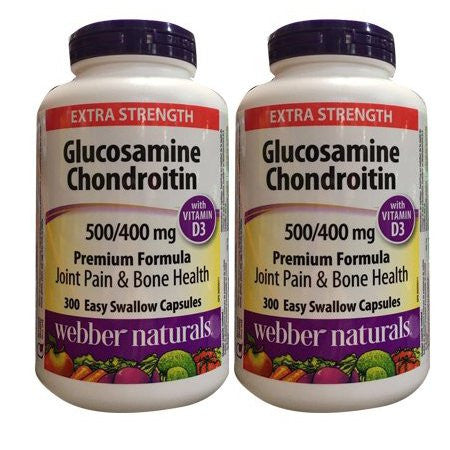Webber Naturals Glucosamine Chondroitin D3 extra strength, 500/400 mg 300ct (2pk)