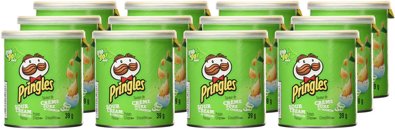 Pringles Sour Cream & Onion Potato Chips, 39g/1.4oz, (12 Pack) (Imported from Canada)