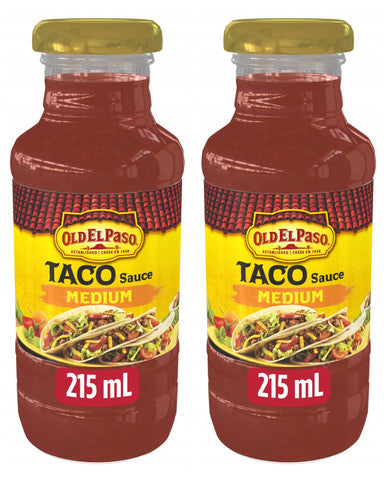 Old El Paso Taco Medium Sauce, 215ml/7.3 fl.oz. (2 pack) {Imported from Canada}