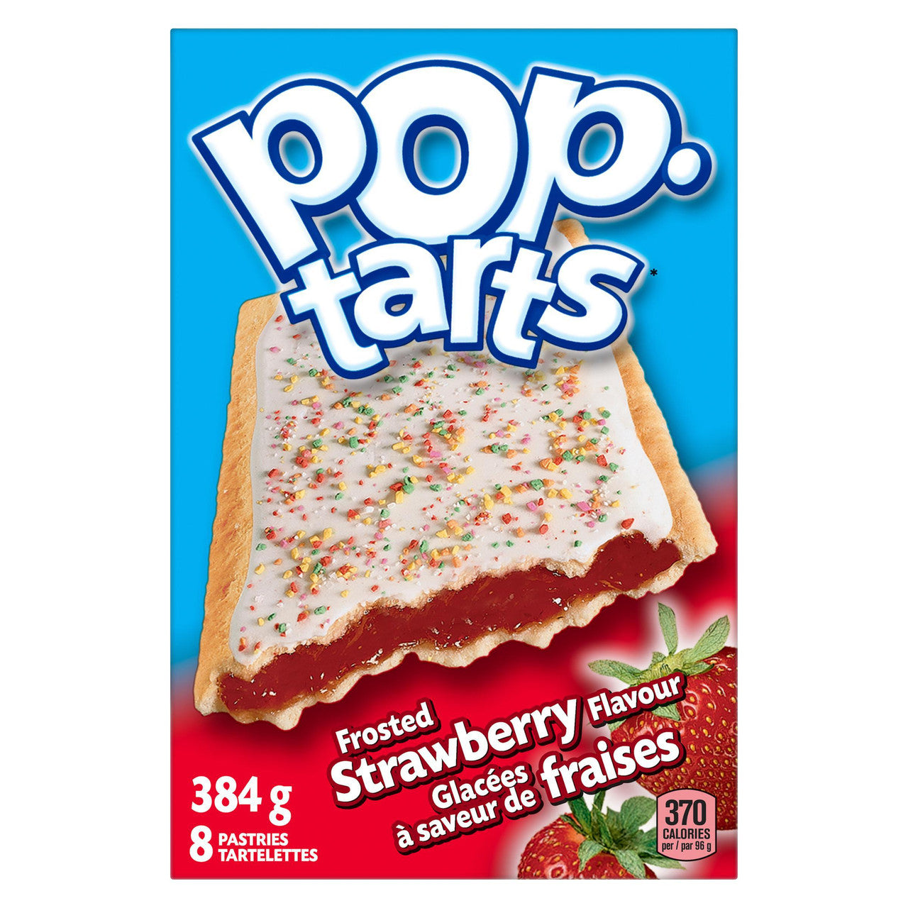 Kellogg's Pop Tarts Toaster Pastries, Frosted Strawberry 8ct, 400g/14.1oz., {Imported from Canada}