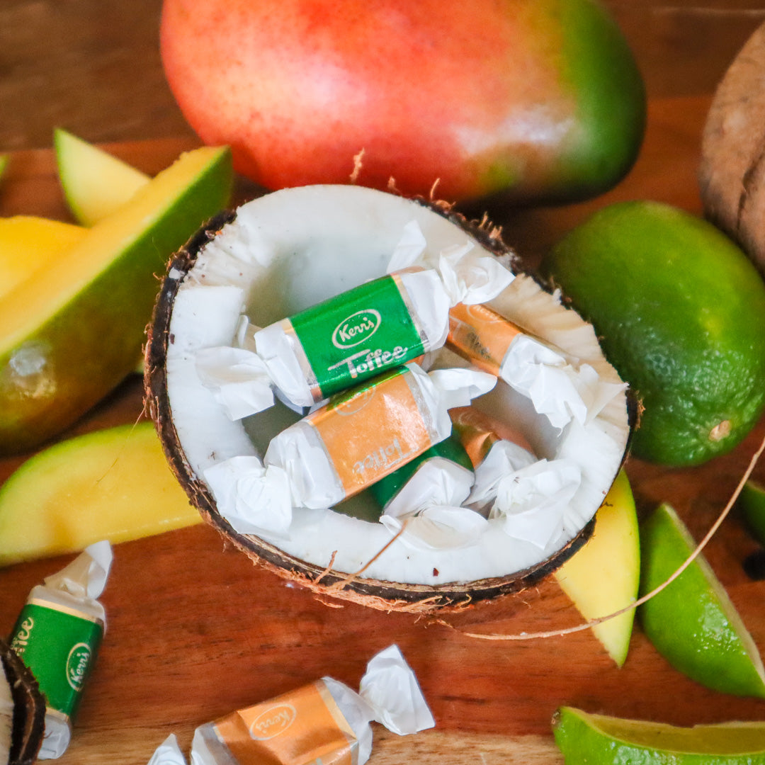 Kerr's Coconut Milk Toffee, Coconut Lime & Coconut Mango Flavor, 110g/3.8 oz. Bag