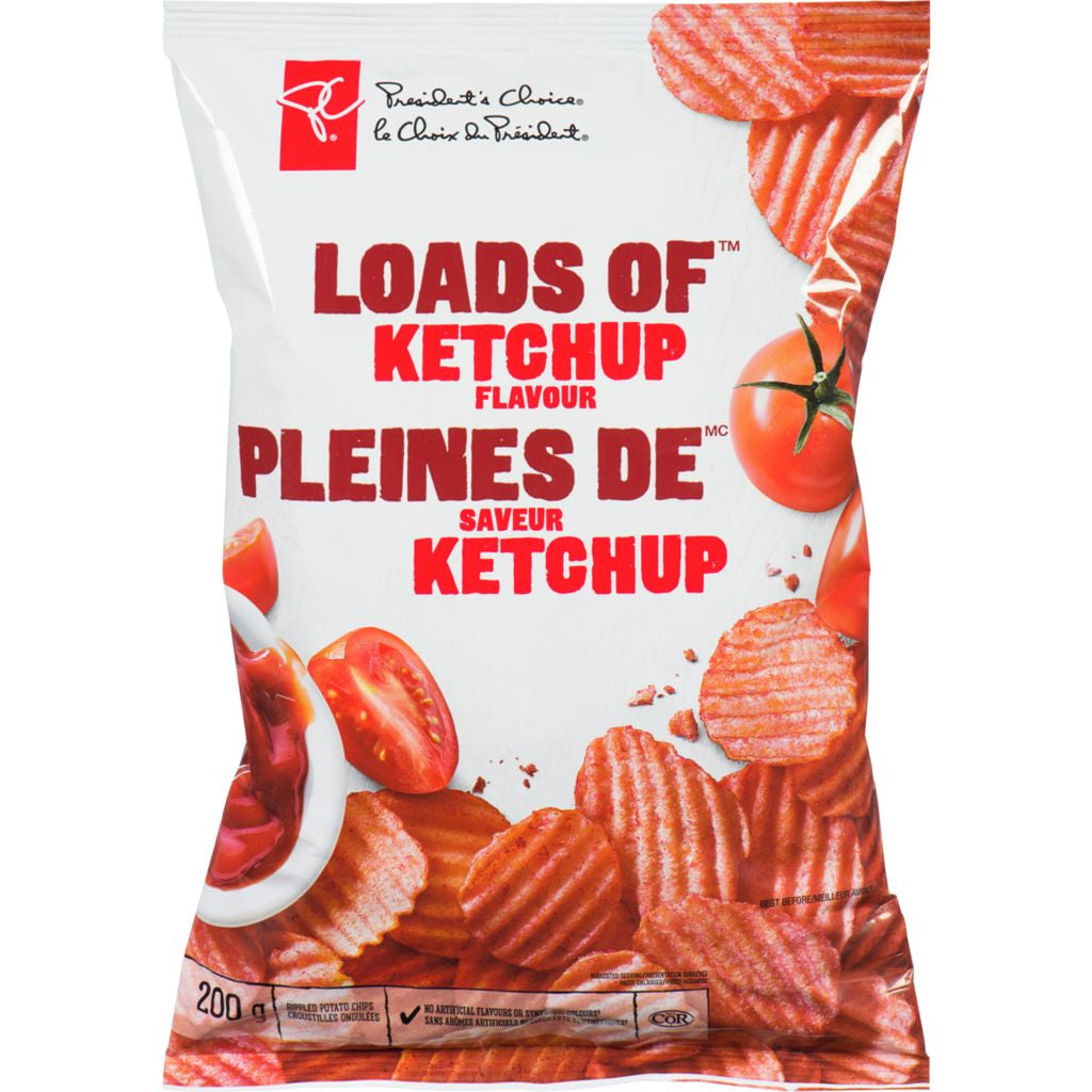 President's Choice Loads of Ketchup Chips [200g/7.1 oz.] {Imported from Canada}