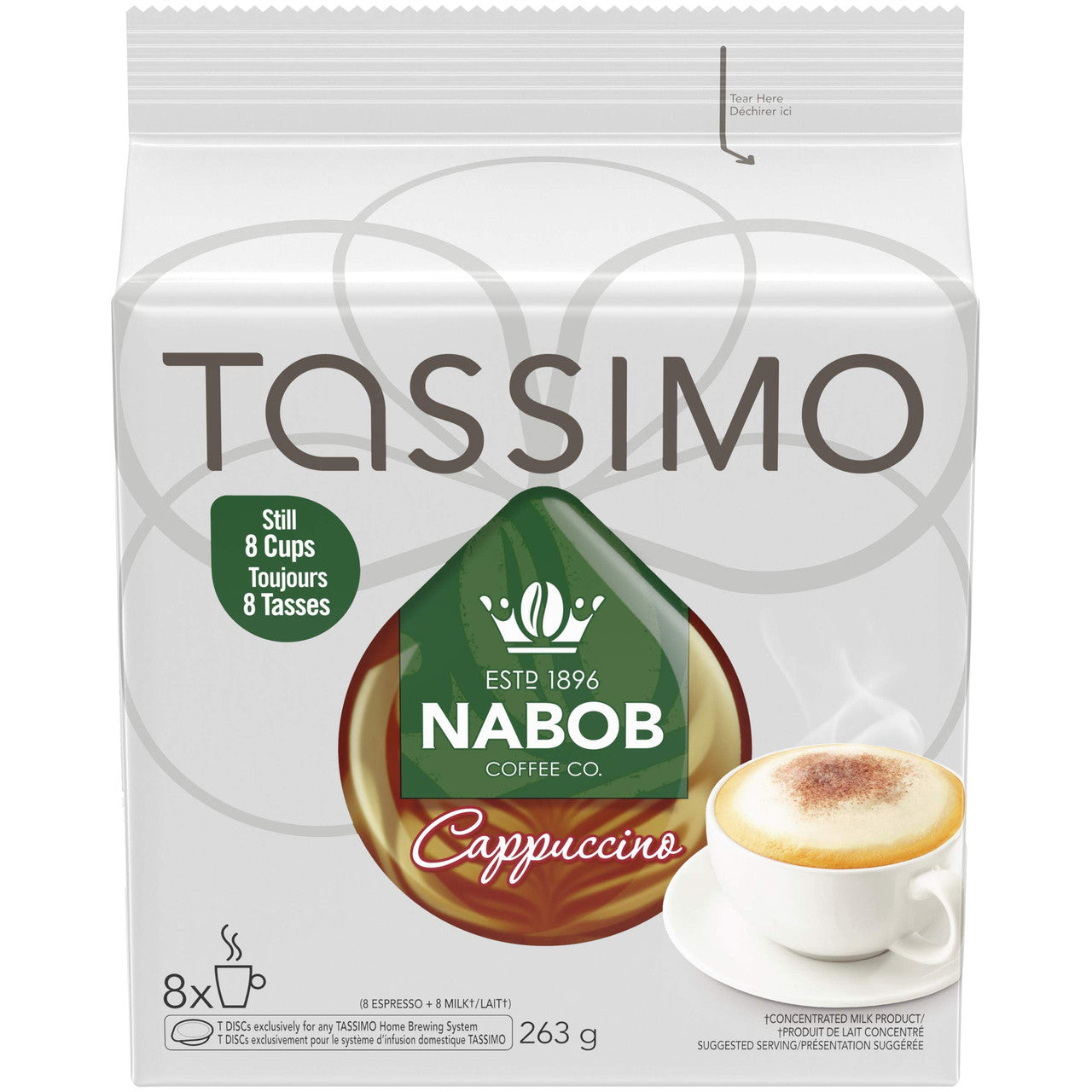 Tassimo Nabob Cappuccino Coffee Single Serve T-Discs, 8ct, 263g/9.3 oz., {Imported from Canada}