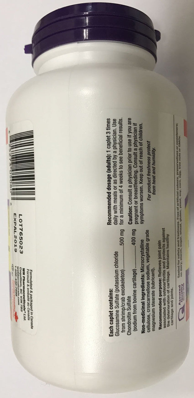 Webber Naturals Glucosamine & Chondroitin Sulfate 500/400 mg, 140 caplets {Imported from Canada}