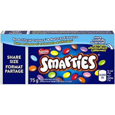 Nestle Smarties Share Size Case of 24 x 75g/2.6oz. Boxes - {Imported from Canada}