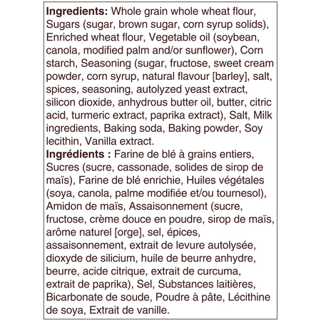 List of ingredients for Goldfish Harry Potter Butterbeer Butterscotch Flavored Grahams, 180g/6.3 oz with a green border.
