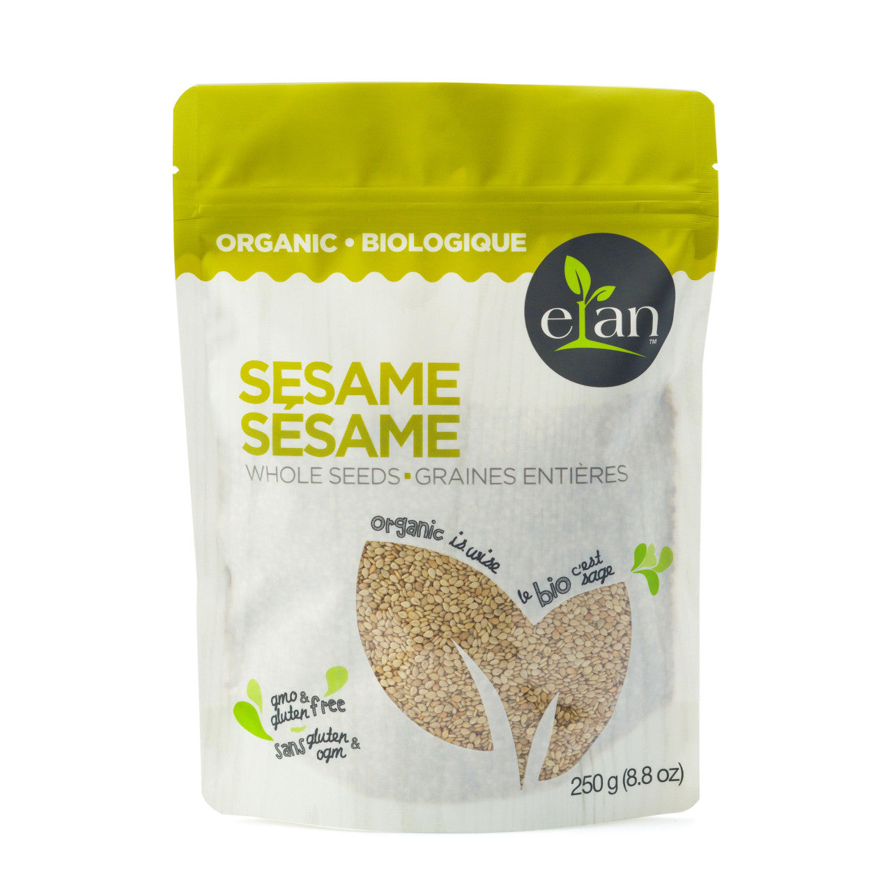 ELAN Organic Whole Sesame Seeds, 250g/8.8oz.,{Imported from Canada}