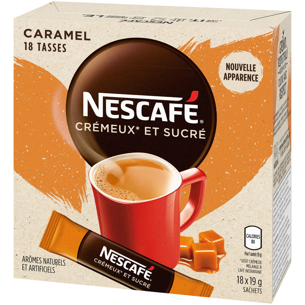 NESCAFE Sweet & Creamy Caramel, Instant Coffee Sachets, 18x19g {Imported from Canada}