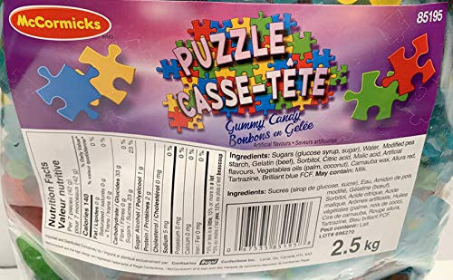 McCormicks Puzzle Piece Gummy Candies  - 2.5kg/5.5 lb. Bag - Perfect for Puzzle Lovers! {Imported from Canada}