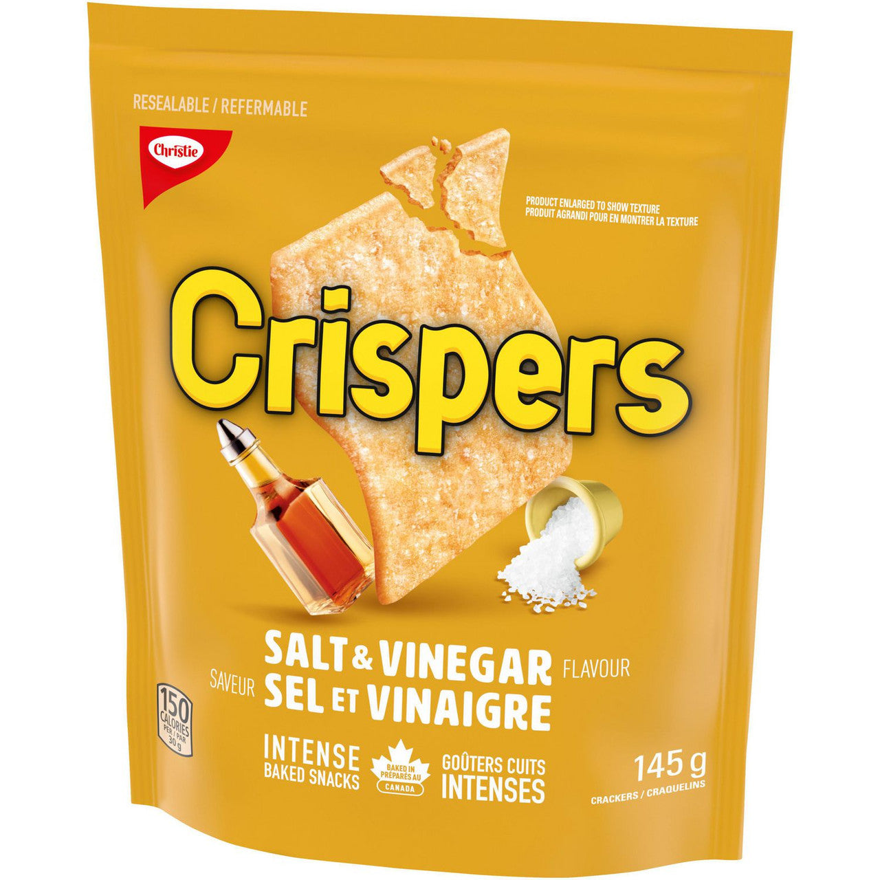 Christie Crispers, Salt & Vinegar Crackers, 145g/5.1 Ounce, Bag, {Imported from Canada}