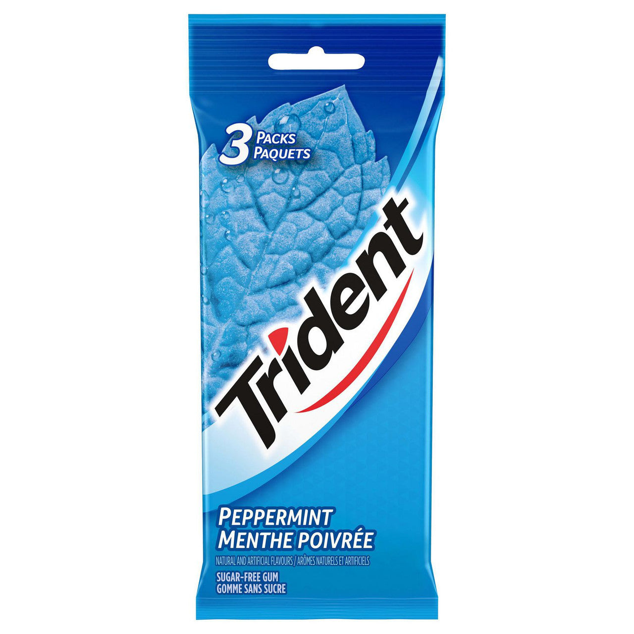 Trident Sugar-Free Gum, Peppermint Flavor, 3-pack x 14 pieces (42 total pieces) {Imported from Canada}