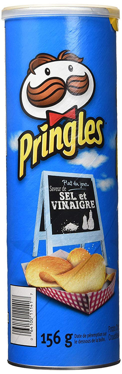 Pringles Salt & Vinegar Potato Chips 156g/5.5oz, Cans, 14 Pack, {Imported from Canada}