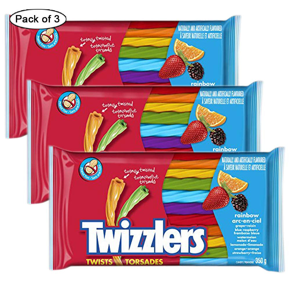 Twizzlers Rainbow Twists Licorice, 350g/12.3 oz., (Pack of 3) {Imported from Canada}