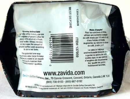 Zavida Hazelnut Vanilla Whole Bean Coffee, 907g/32 oz., {Imported from Canada}