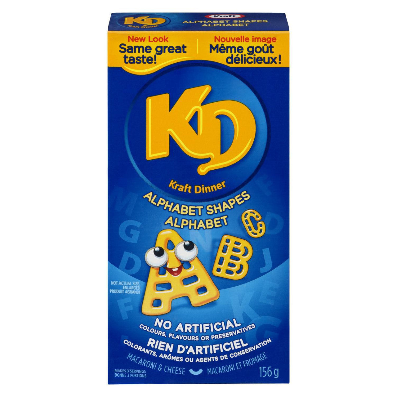 Kraft Dinner Macaroni & Cheese Shapes, Alphabet, 156g/5.5oz., 12 Pack, {Imported from Canada}