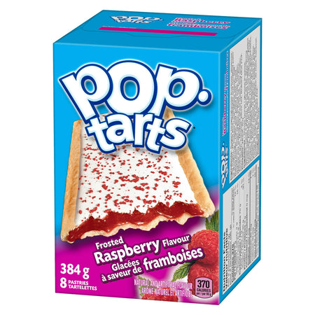 Kellogg's Pop-Tarts, Frosted Raspberry Flavored, 8 pastries, 384g/13.5 oz., Box, front of box.