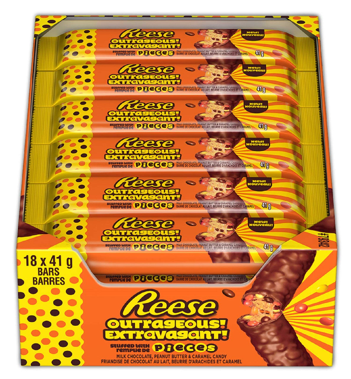 REESE Outrageous! Candy Bar- 41g/1.4oz., Per Bar, (18 Pack) {Imported from Canada}