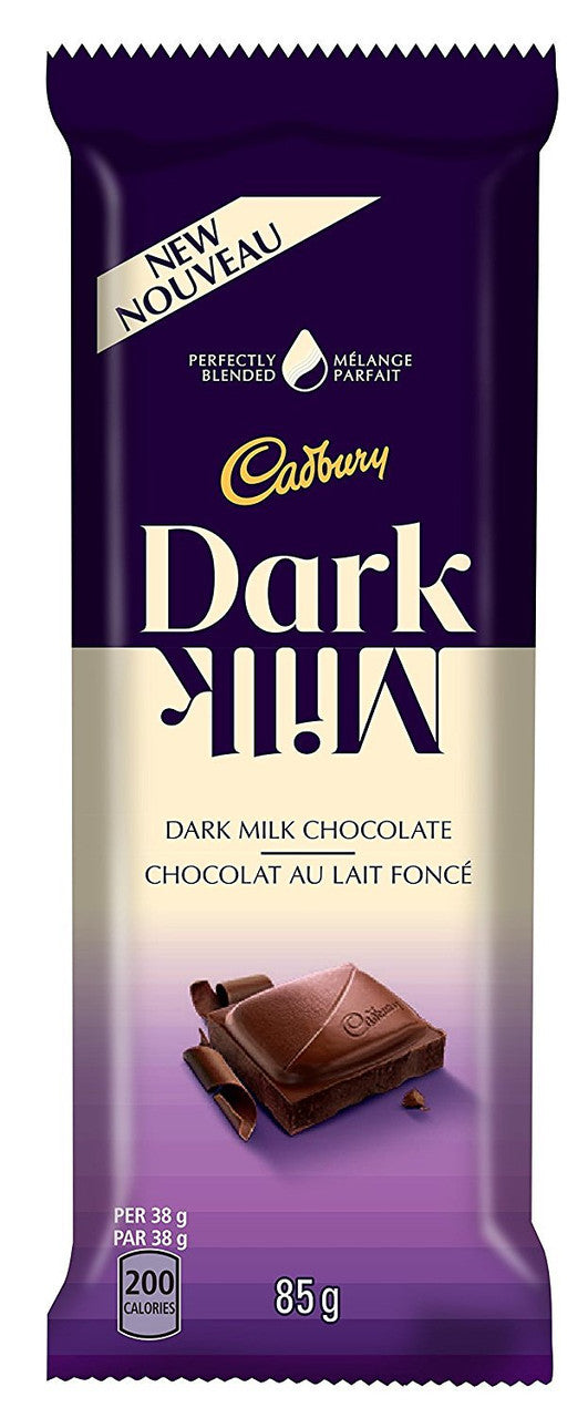 Cadbury Dark Milk Chocolate, 85g 3 oz /12 Pack {Imported from Canada}
