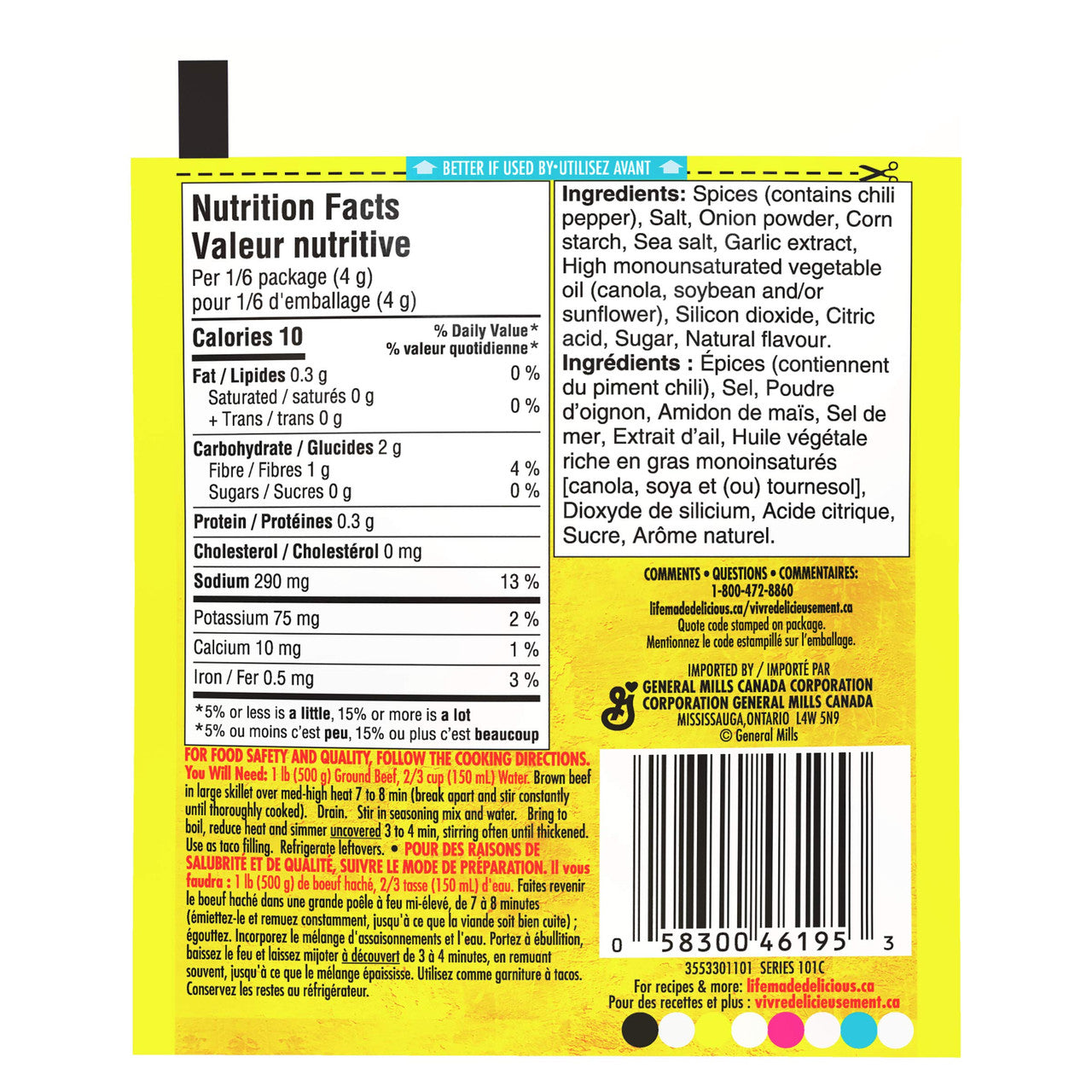 Old El Paso Taco Seasoning Mix, 24g/1oz., {Imported from Canada}