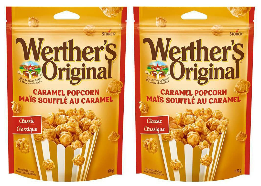 Werther’s Original Caramel Popcorn, 2 Pack Value Bundle, (170g/6oz. Per Pack), (Imported from Canada)
