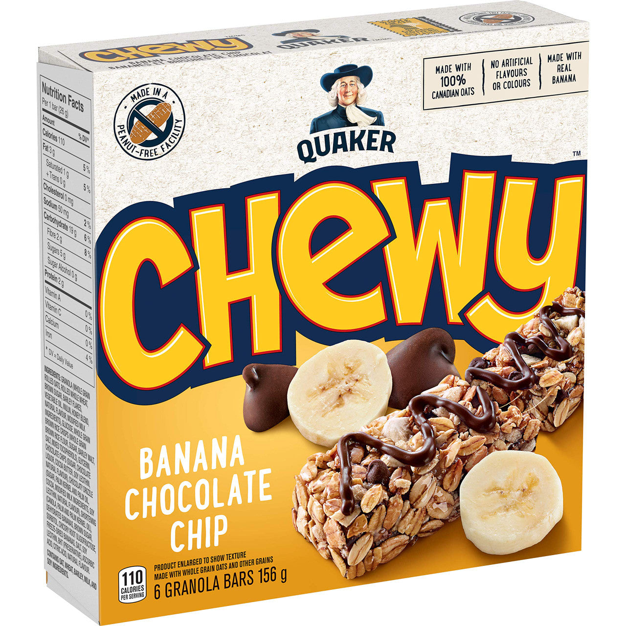 Quaker Chewy Banana Chocolate Chip, 6 Bar Pack (Pack of 12) {Imported from Canada}