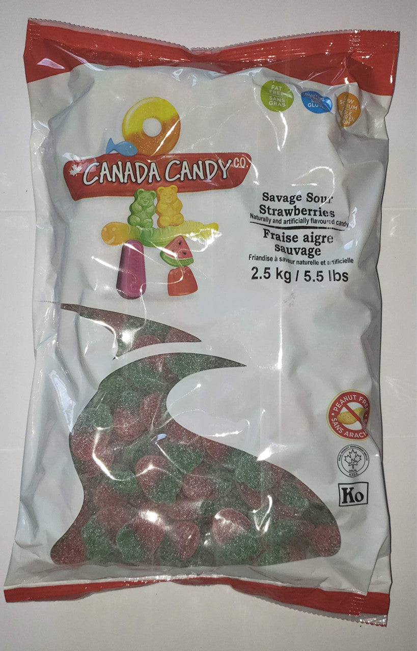 Canada Candy Savage Sour Strawberries 2.5 kg (5.5 lbs) {Imported from Canada}