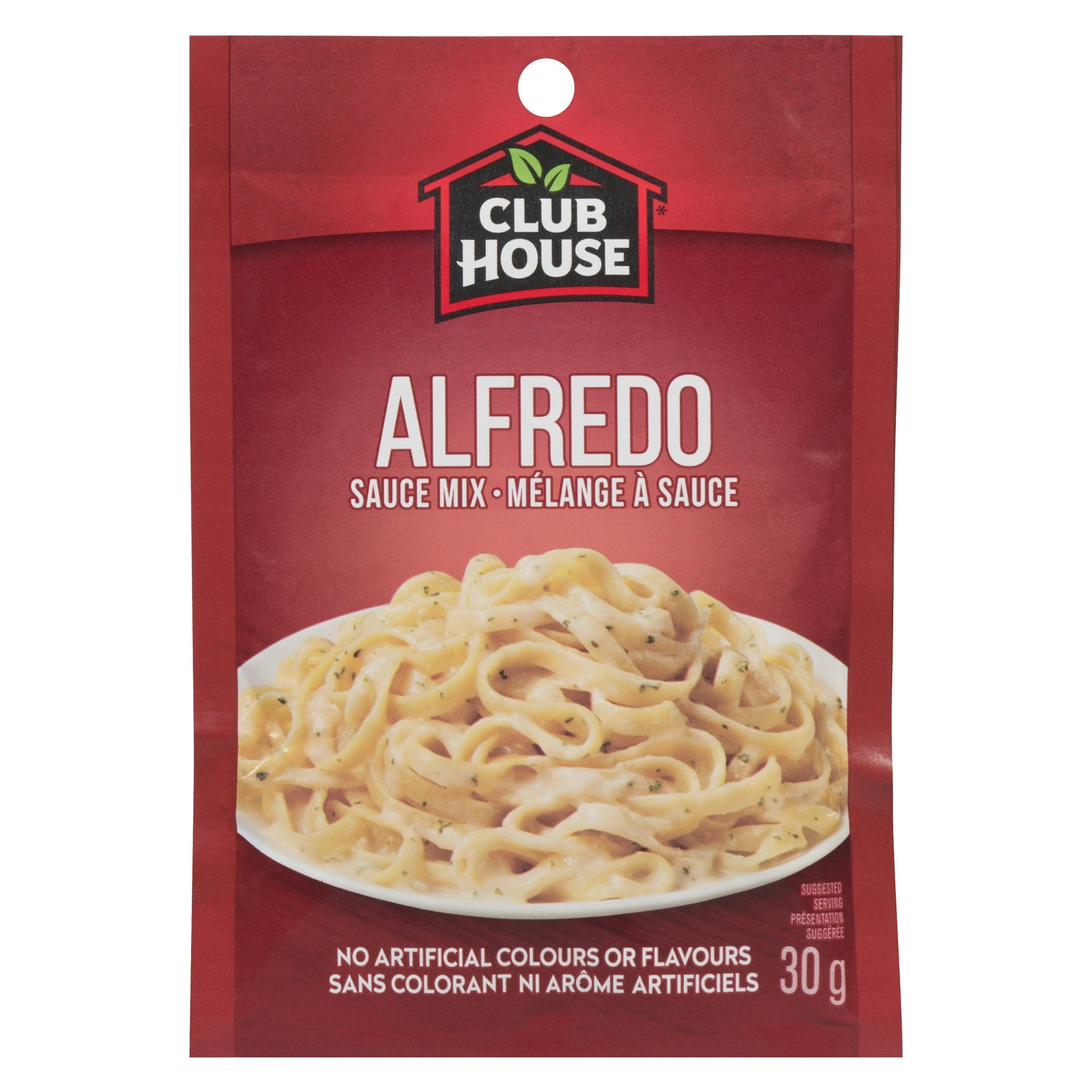 Club House Pasta Alfredo, 30g/1.1 oz, Single Pack, front of package.