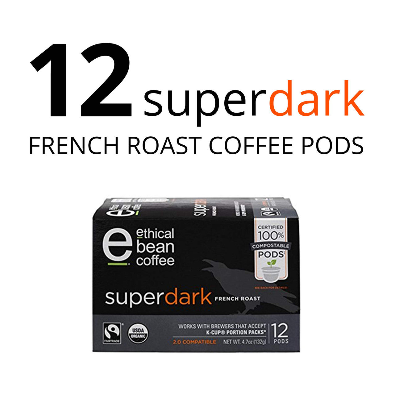 ETHICAL BEAN Superdark French Roast Coffee 132g/4.7 oz., 12ct {Imported from Canada}