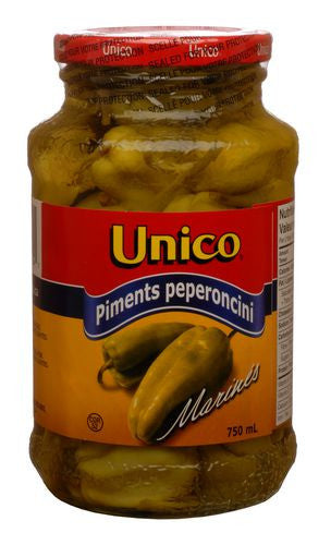 Unico Pepperoncini Peppers, 750 mL/25.4 oz., {Imported from Canada}