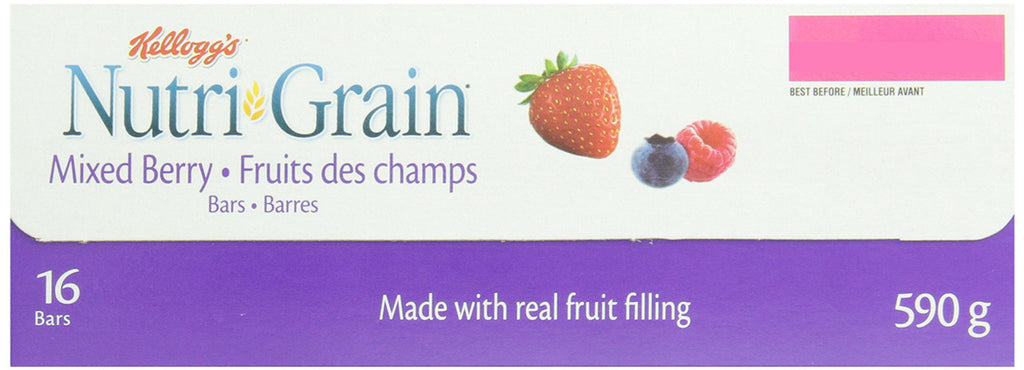 Kellogg's Nutri-Grain Mixed Berry 16 bars, 590g/20.8oz {Imported from Canada}