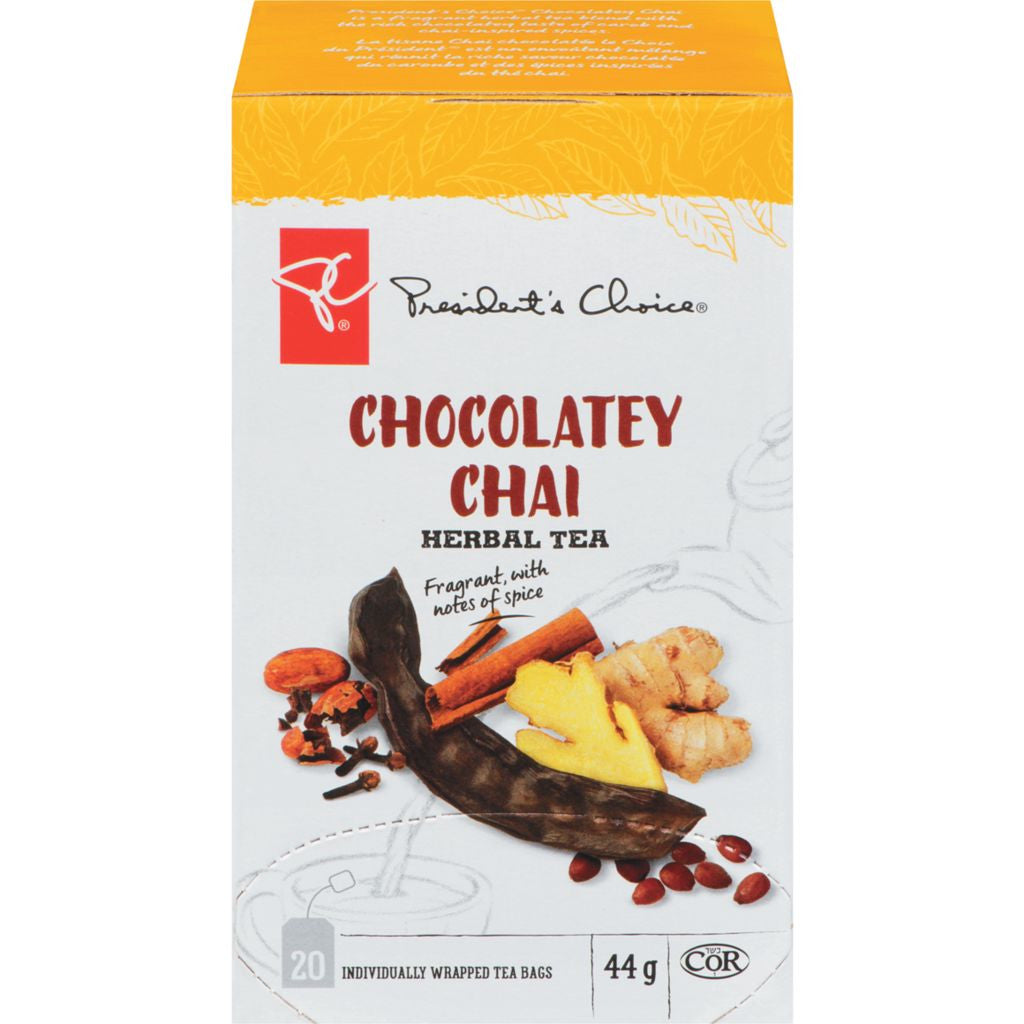 PRESIDENT'S CHOICE Chocolatey Chai Herbal Tea 20ct, 44g {Imported from Canada}