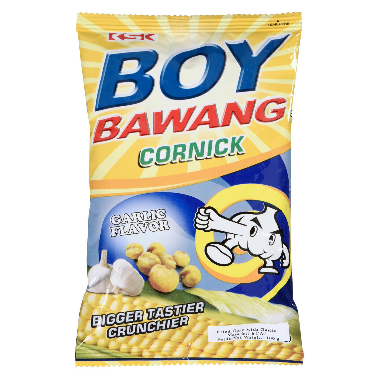 Boy Bawang Cornick Garlic Flavored Fried Corn, 100g/3.5 oz. Bag {Imported from Canada}