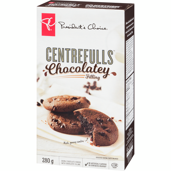 President's Choice, Centrefulls Chocolatey Filling Double Chocolate Cookies, 280g/9.9oz., {Imported from Canada}