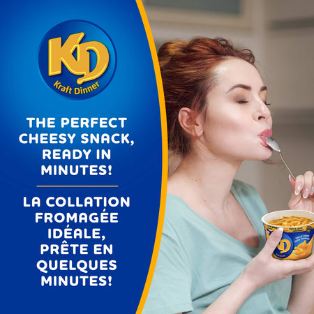 KD KRAFT DINNER Snack Cups - Three Cheese Macaroni & Cheese 58g,10ct. (Imported from Canada)