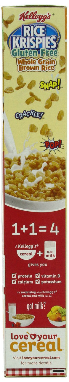 Kellogg's Rice Krispies Gluten Free Cereal, Whole Grain Brown Rice, (Pack of 4)